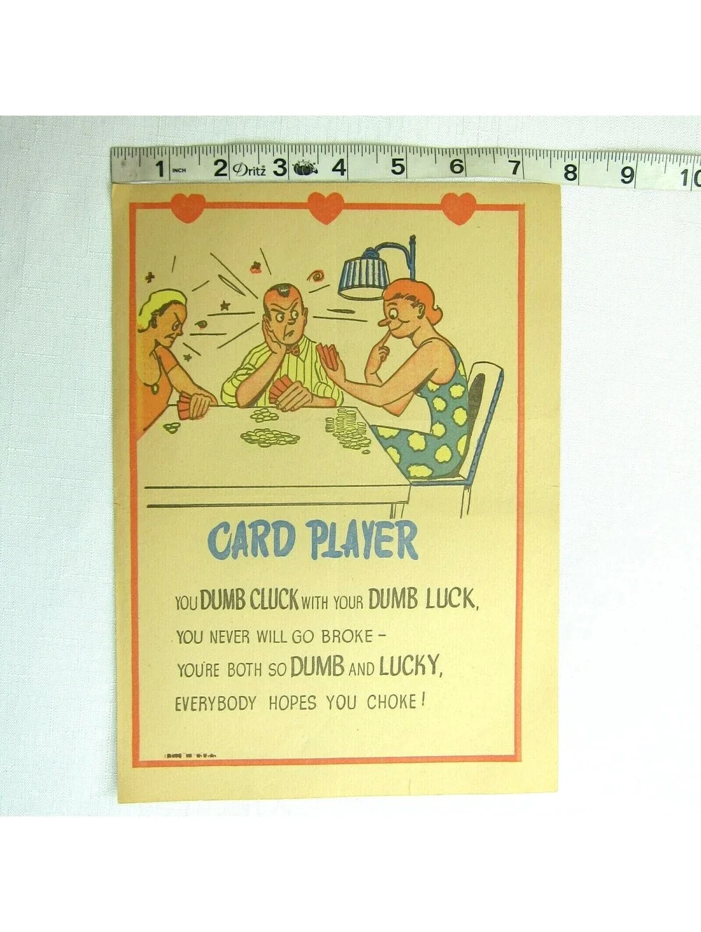 Vintage Vinegar Valentine Card Player Penny Dreadful Sarcasm Insult Ephemera